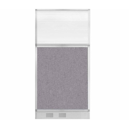 Hush Panel Cubicle Partition 3' X 6' Cloud Gray Fabric Clear Fluted Window W/ Cable Channel